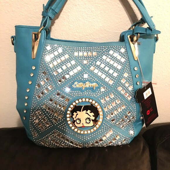 Betty Boop Larger Aqua Turquoise Shoulder Bag 12x15 NEW  BB2 - Picture 1 of 3